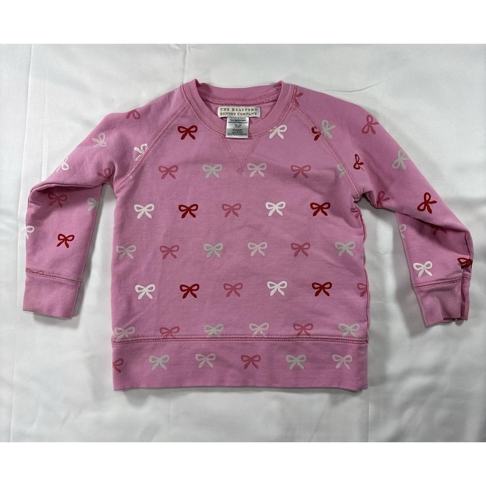 The Beaufort Bonnet Company Pink Bow Pullover Sweater Cotton 18-24 Months